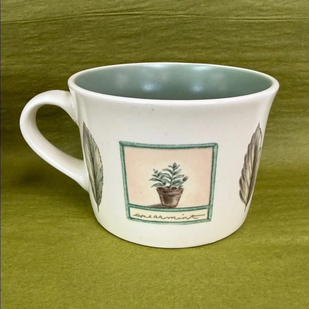 Vintage Pfaltzgraff Naturewood 12oz Coffee Mugs Botanical Herb Design Set of 3